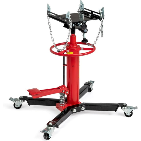 TUFFIOM Transmission Jack, 1660 lbs 3/4-Ton Hydraulic 2-Stage High Lift Vertical Telescoping Floor Jack Stand, 34" to 68" Lifting Range, w/Pedal, 360° Swivel Wheels, Garage/Shop Lift Hoist