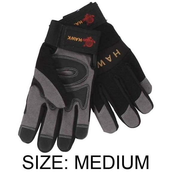 TUFFSTUFF Men's Mechanic's Gloves | Synthetic Gray Suede & Black Spandex | Anti-Slip | Breathable | Padded Protection | Adjustable Fit | Size M