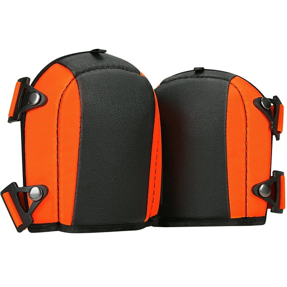 TUFFWORX Professional Knee Pads with Adjustable Straps, Heavy Duty Foam Padding, Black and Orange