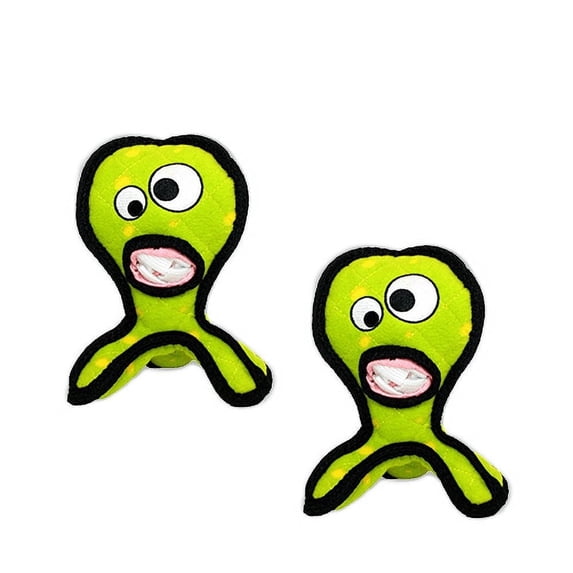 TUFFY Alien G3 Green Durable Plush Squeaky Dog Toy, 2-Pack