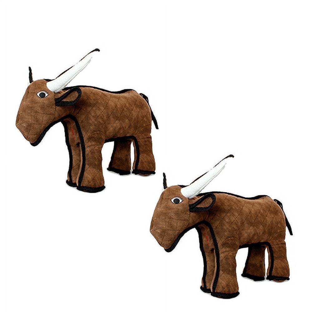 TUFFY Barnyard Bull Durable Plush Squeaky Dog Toy, 2-Pack