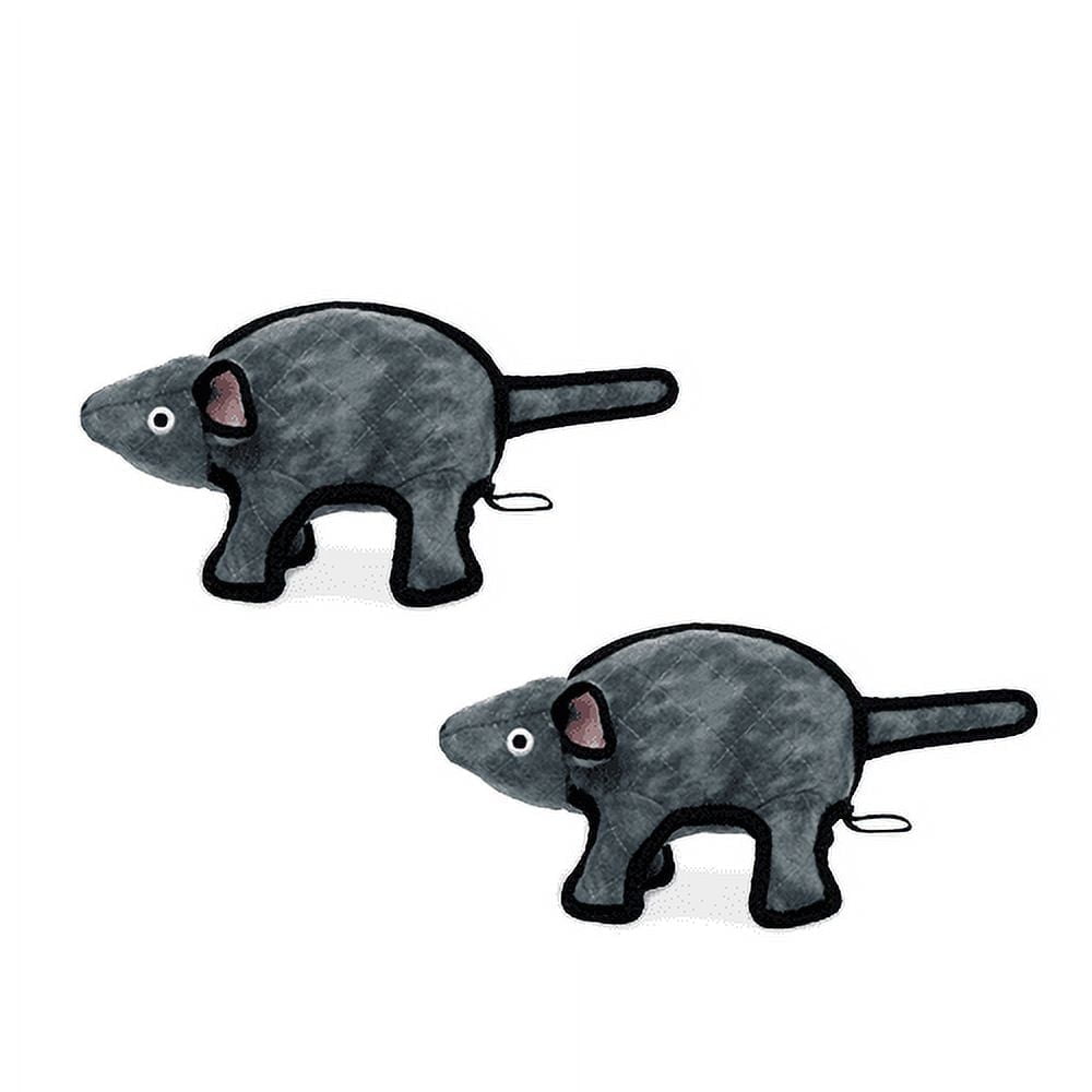TUFFY Barnyard Mouse Gray Durable Plush Squeaky Dog Toy, 2-Pack