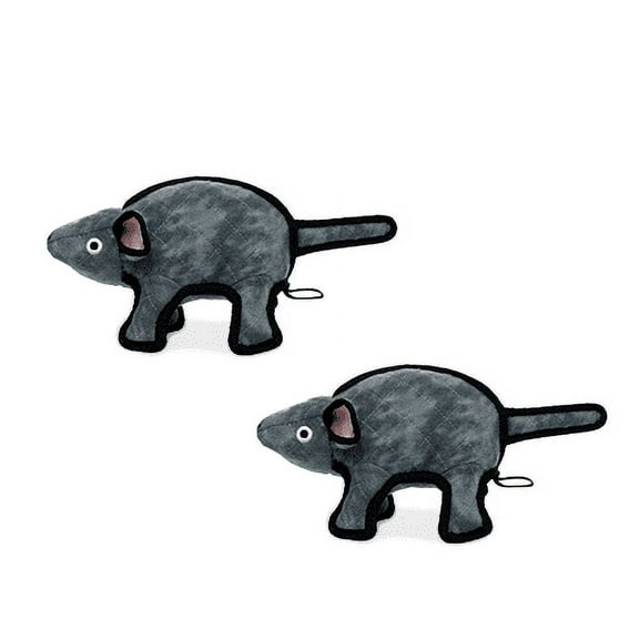 TUFFY Barnyard Mouse Gray Durable Plush Squeaky Dog Toy, 2-Pack