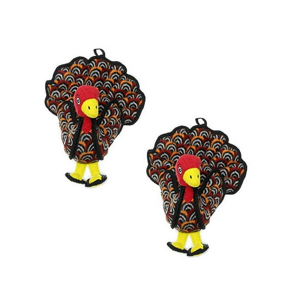 TUFFY Jr Barnyard Turkey Durable Plush Squeaky Dog Toy, 2 Pack