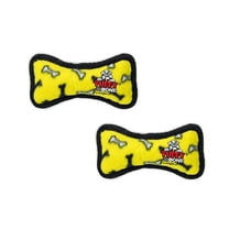 TUFFY® Jr Bone Yellow Bone, 2-Pack, Durable Plush Squeaky Dog Toys