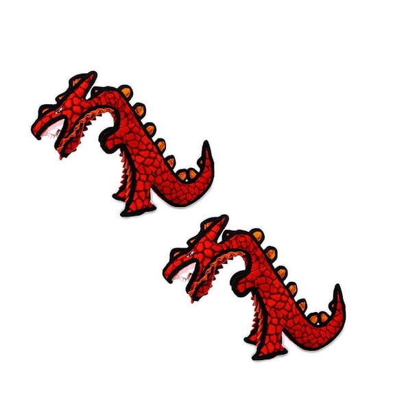 TUFFY Jr Dinosaur Destructosaurus Durable Plush Squeaky Dog Toy, 2-Pack