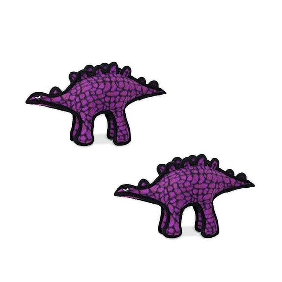 TUFFY Jr Dinosaur Stegosaurus Durable Plush Squeaky Dog Toy, 2-Pack