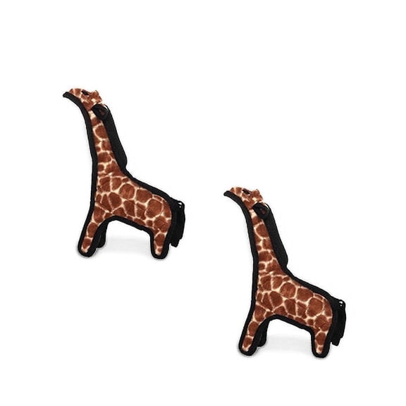 Tuffy Jr Zoo Giraffe Durable Plush Squeaky Dog Toy, 2 Pack