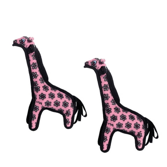 Tuffy Jr Zoo Giraffe Pink Durable Plush Squeaky Dog Toy, 2 Pack