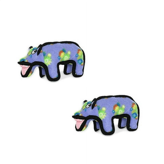 Tuffy Jr Zoo Hippo Durable Plush Squeaky Dog Toy, 2 Pack