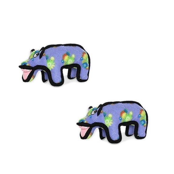 Tuffy Jr Zoo Hippo Durable Plush Squeaky Dog Toy, 2 Pack