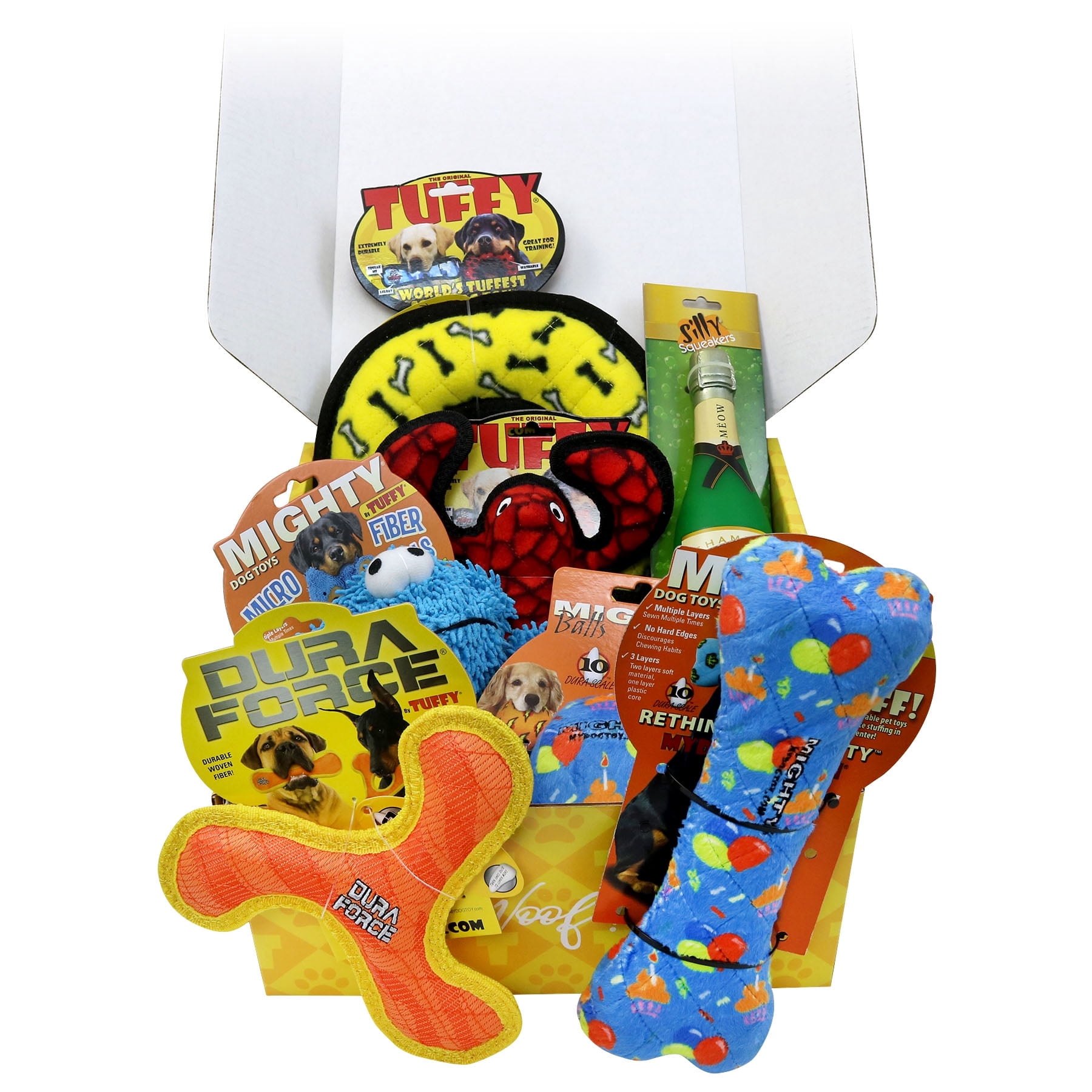 Celebration Box - Tuffy- Mighty - DuraForce - Silly Squeaker - Multi Pack Durable Plush Squeaky Dog Toys