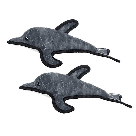 Tuffy Ocean Creature Dolphin Durable Plush Squeaky Dog Toy, 2 Pack