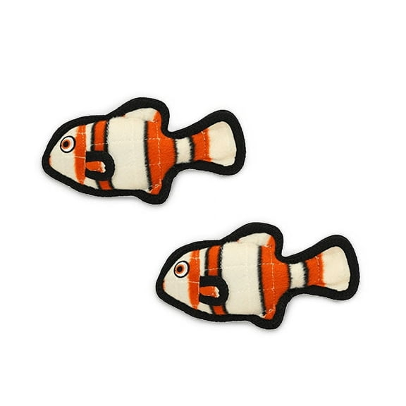 Tuffy Ocean Creature Jr Fisn Orange Durable Plush Squeaky Dog Toy, 2 Pack