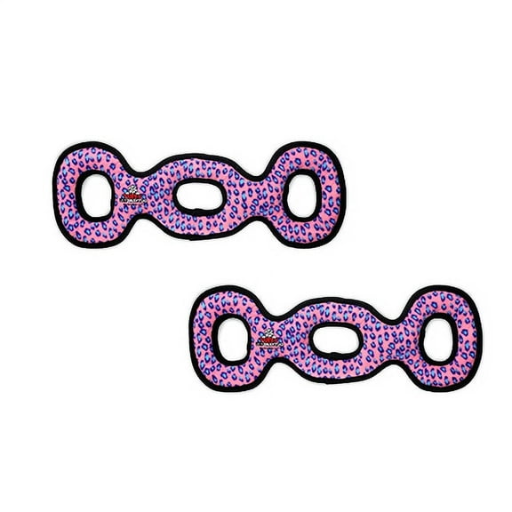 TUFFY® Ultimate 3WayTug Pink Leopard, 2-Pack, Durable Plush Squeaky Dog Toys
