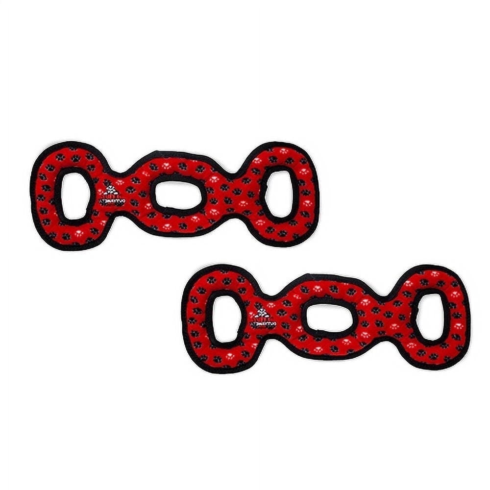 TUFFY® Ultimate 3WayTug Red Paw, 2-Pack, Durable Plush Squeaky Dog Toys