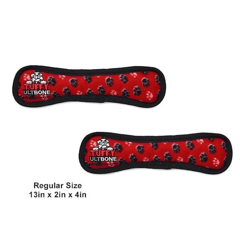TUFFY® Ultimate Bone Red Paw, 2-Pack Durable Plush Squeaky Dog Toys