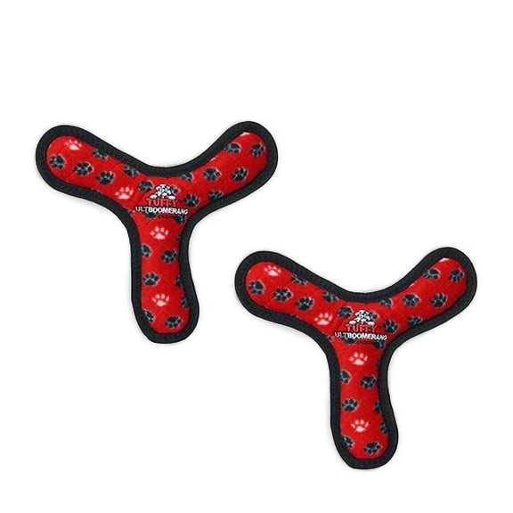 TUFFY® Ultimate Boomerang Red Paw, 2-Pack, Durable Plush Squeaky Dog Toys