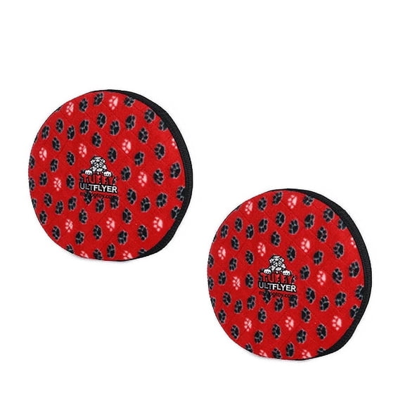 TUFFY® Ultimate Flyer Red Paw, 2-Pack, Durable Plush Squeaky Dog Toys