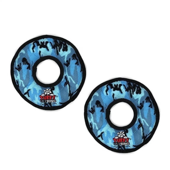 TUFFY® Ultimate Ring Camo Blue, 2-Pack, Durable Plush Squeaky Dog Toys