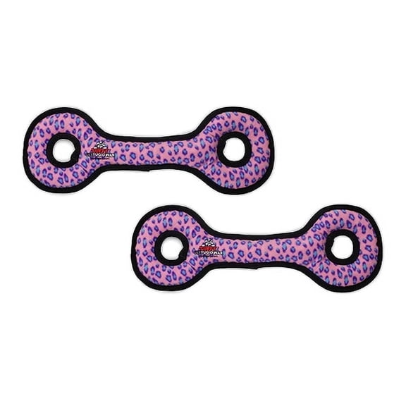 TUFFY® Ultimate Tug-O-War Pink Leopard, 2-Pack, Durable Plush Squeaky Dog Toys