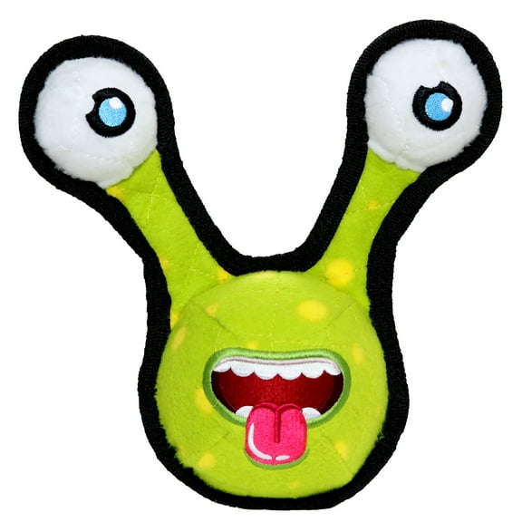 Tuffy Alien Ball Green 2eye Durable Plush Squeaky Dog Toy
