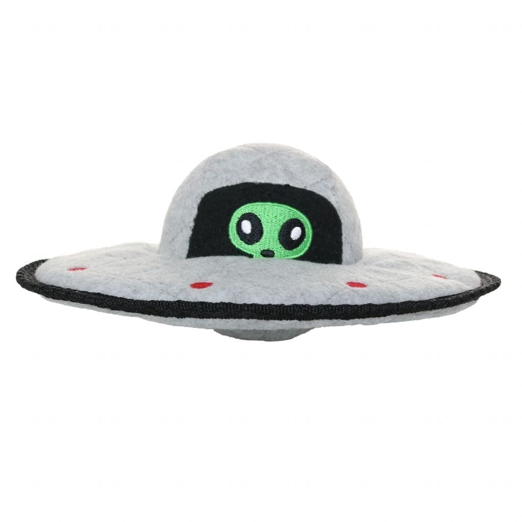 Tuffy Alien UFO Durable Plush Squeaky Dog Toy