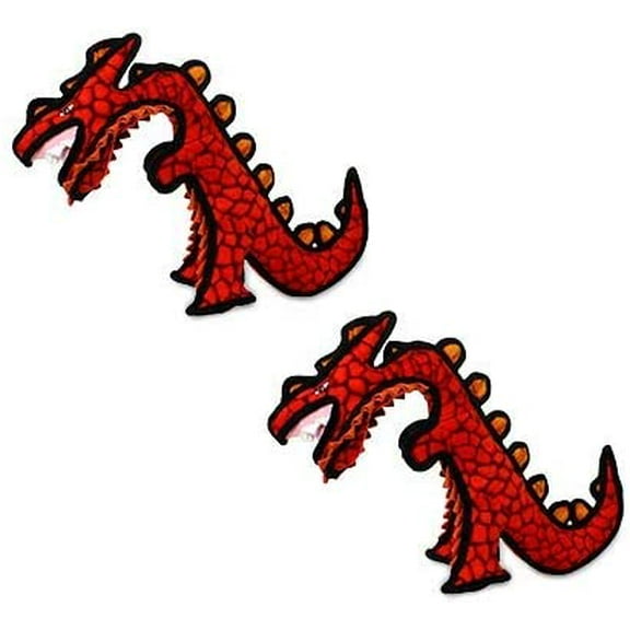 TUFFY - World's Tuffest Soft Dog Toy - Dinosaur Destructosaurus - Multiple Layers. Made Durable, Strong & Tough. Interactive Play (Tug, Toss & Fetch). Machine Washable & Floats. (Junior 2 Pack)