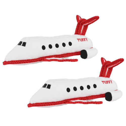Tuffy Transportation Airplane Durable Plush Squeaky Dog Toy, 2 Pack