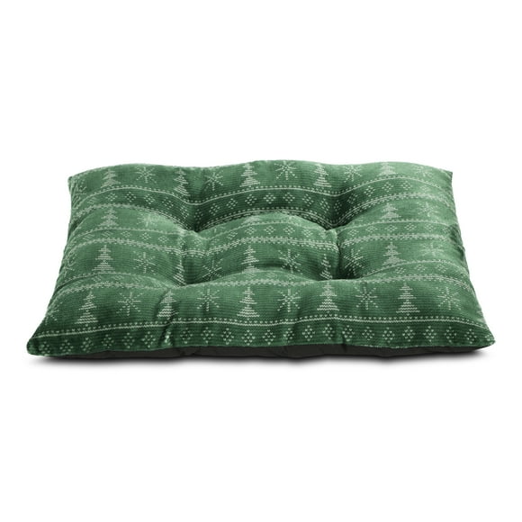 Vibrant Life Holiday Medium Pillow Dog Bed, Green Fair Isle, 27" x 36"
