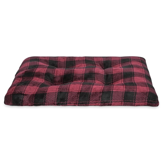 Vibrant Life Medium Pillow Dog Bed, Red and Black Plaid, 27" x 36"