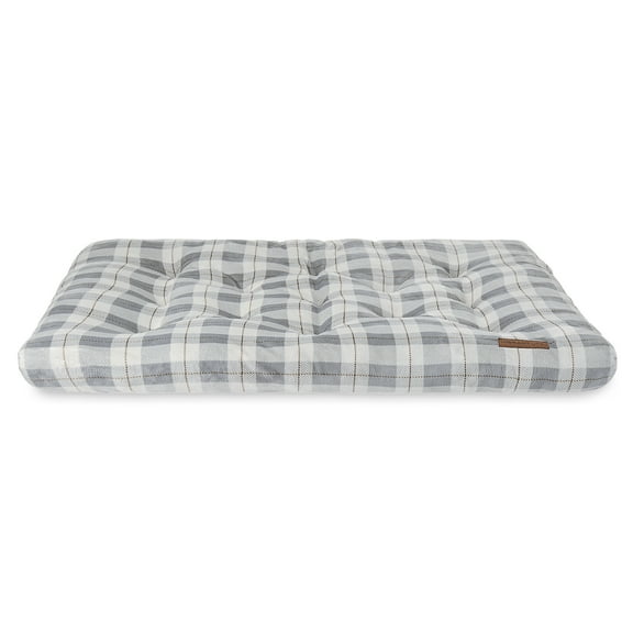 Vibrant Life Extra Large Tufted Dog Bed for Jumbo dogs, Gray and White Plaid, XL 48" x 38"