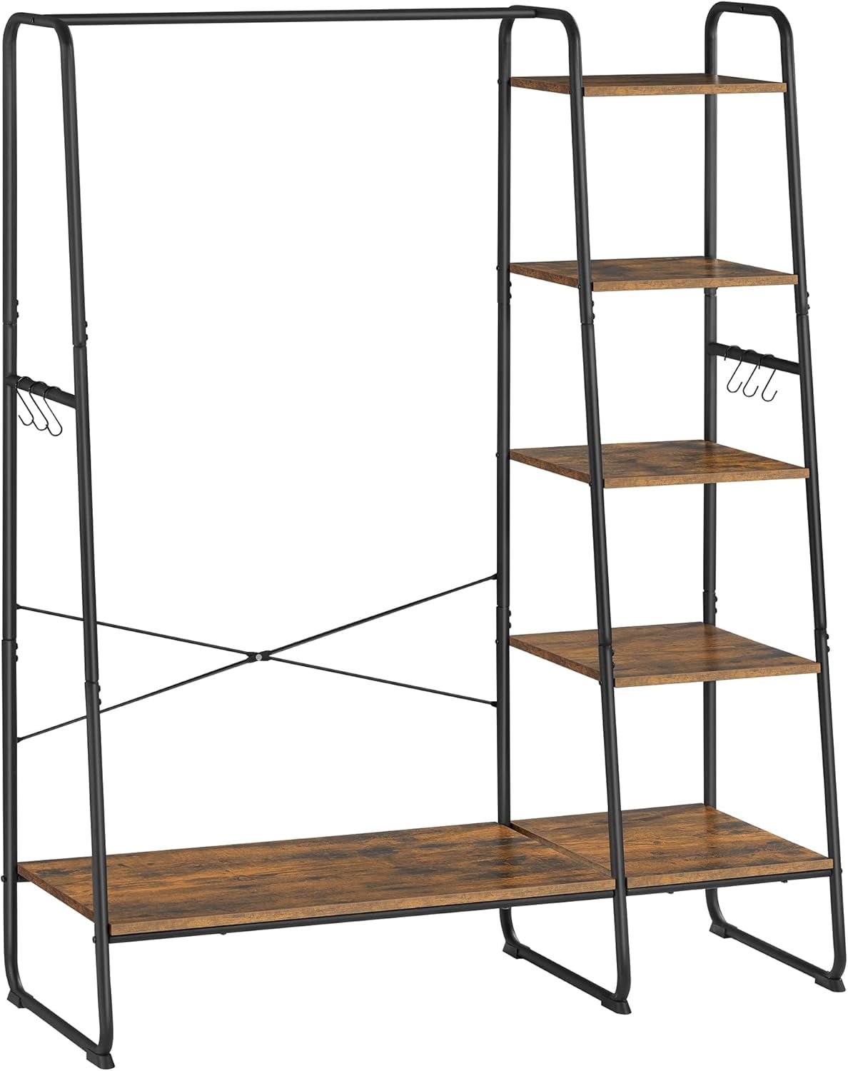 TUFVINBOI Clothes Rack Clothing Rack with Shoe Shelf 5-Tier 6 Side ...