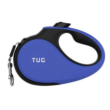 TUG 360 Tangle-Free, Heavy Duty Retractable Dog Leash with Anti-Slip Handle; 16 ft Strong Nylon Tape/Ribbon; One-Handed Brake, Pause, Lock (Large, Blue)