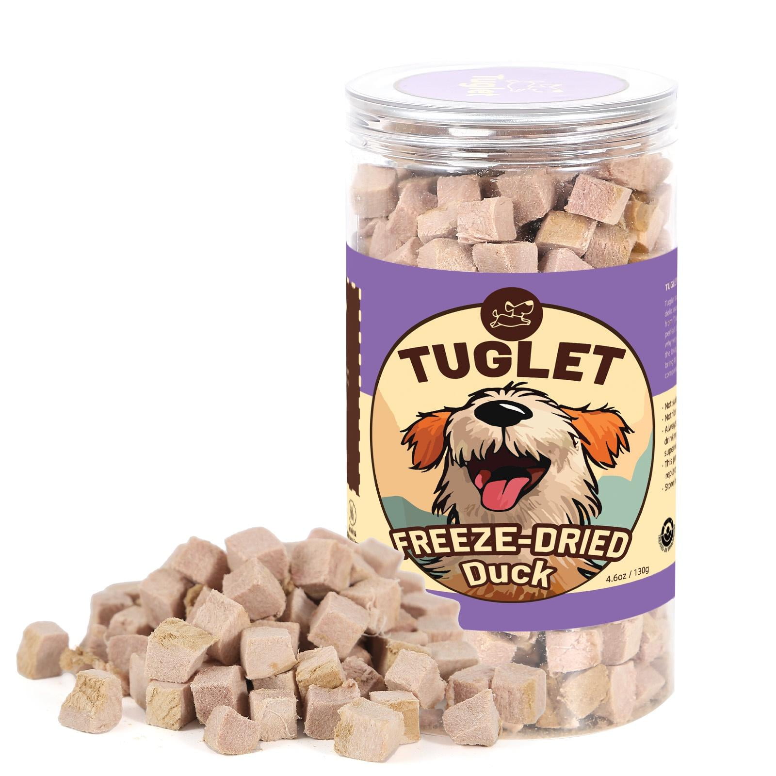TUGLET Freeze Dried Duck Dog Treats, Healthy Raw Single Ingredient Duck