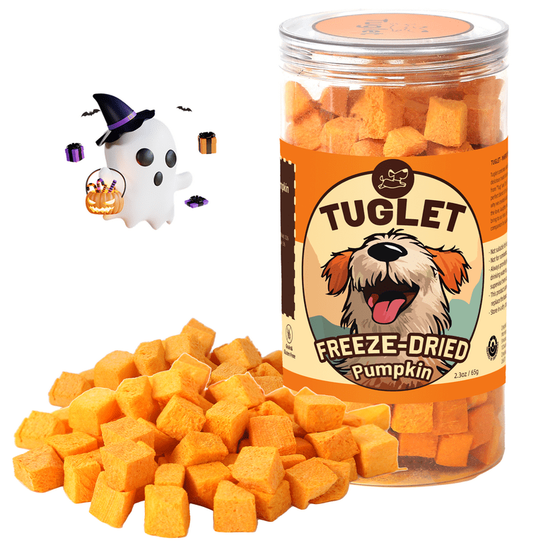 TUGLET Freeze Dried Pumpkin Dog Treat Hearty Snacks Rich in Dietary Fiber 2.3 oz