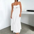 thumbnail image 1 of TUGOXIE Maxi Summer Dresses Tiered Casual White Sleeveless Boho Loose Floral Crew Neck Dress Women XL, 1 of 7