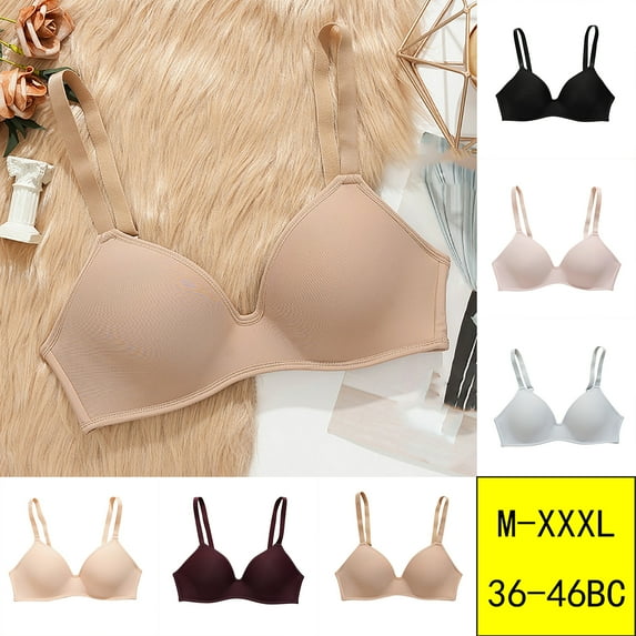 TUGOXIE No Wire Bras for Women Plus Size Beige Lightweight Nylon Womens Bra,Size 44C