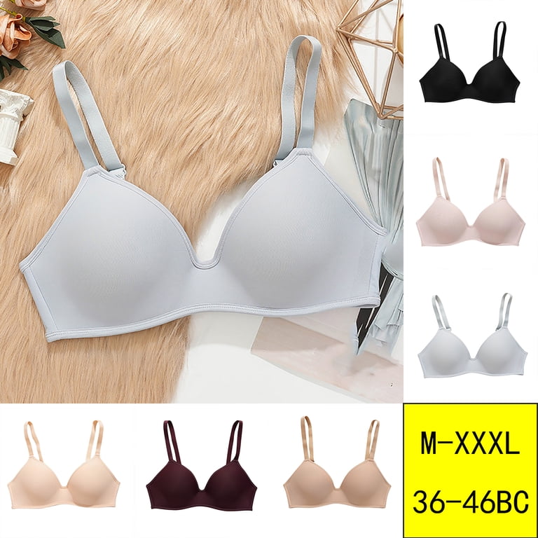 BRA TUGOXIE Plus Size No Wire Bras for Women Nylon Yellow Lightweight