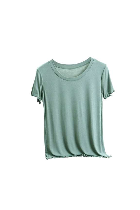 Shirts for Women Short Sleeve Cotton Tunic Green Thin Plain Pullover Loose Womens Tops XXL