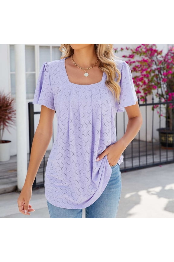 TUGOXIE Tunic Womens Tops Summer Boho Casual Loose Fit Purple Womens Blouse XL