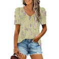 thumbnail image 1 of TUGOXIE Yellow Summer Shirts for Women Casual Short Sleeve Graphic V Neck Tunic Summer Blouse S, 1 of 5