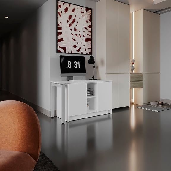 TUHOME Alfie Rotable Desk with Adjustable Two-Direction Workstation Design, Spacious 72-Inch