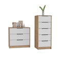 thumbnail image 1 of Aniston 2 Piece Bedroom Set, Kaia 3 Drawer Dresser + Kaia 5 Drawer Dresser, White / Pine, 1 of 6