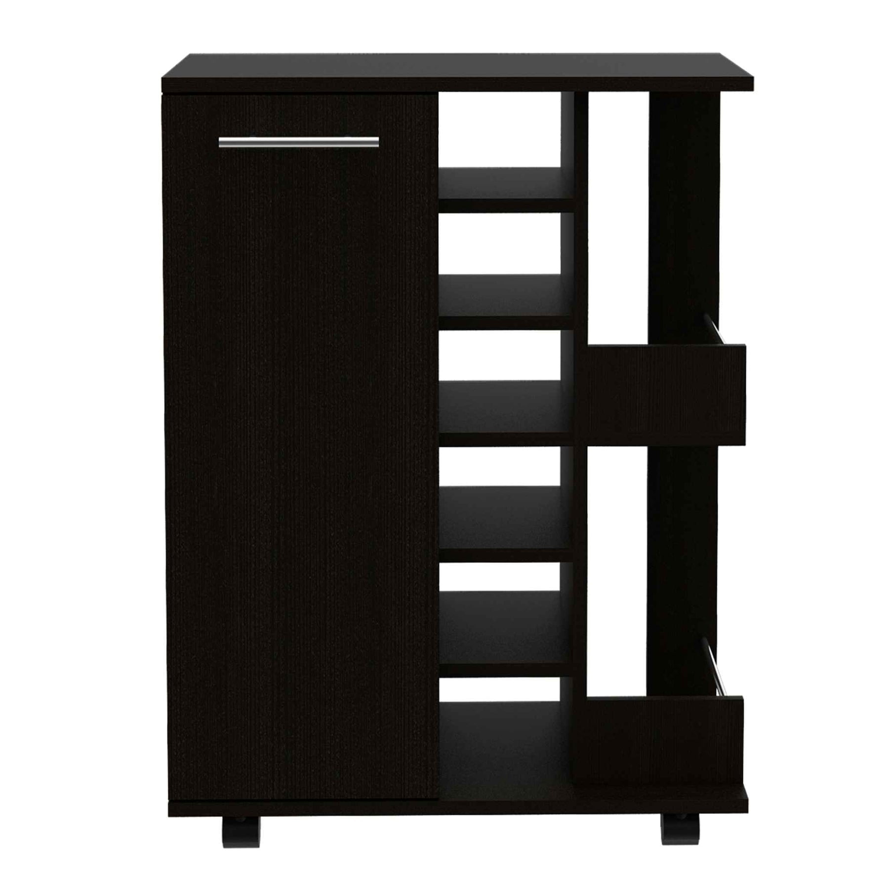 TUHOME Bar Cart, Two External Shelves, Four Caster Wheels TUHOME Bar Cart, Two External Shelves, Four Caster Wheels