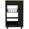 thumbnail image 1 of TUHOME Blosson Kitchen Storage Cart with Drawer, Shelves, Cabinet Wheels, Black Wenge/Light Oak, 1 of 10