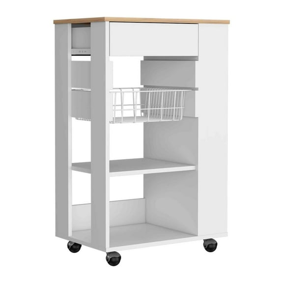 Tuhome Blosson Kitchen Cart White / Light Oak MDF