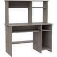 thumbnail image 1 of TUHOME Compu 120 Hutch Desk, Retractable Keyboard, Hutch, Shelf for CPU, Multiple Shelves, Light Grey, For Office, 1 of 7