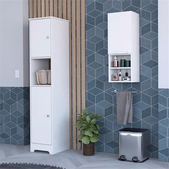 TUHOME Cranston 2 Piece Bathroom Set White Engineered Wood
