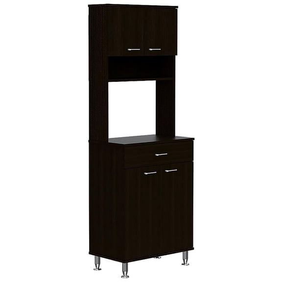 TUHOME Della 60 Pantry, Three Shelves, One Drawer, Countertop, Four Legs, Two Double Door Cabinets -White, For Kitchen Room
